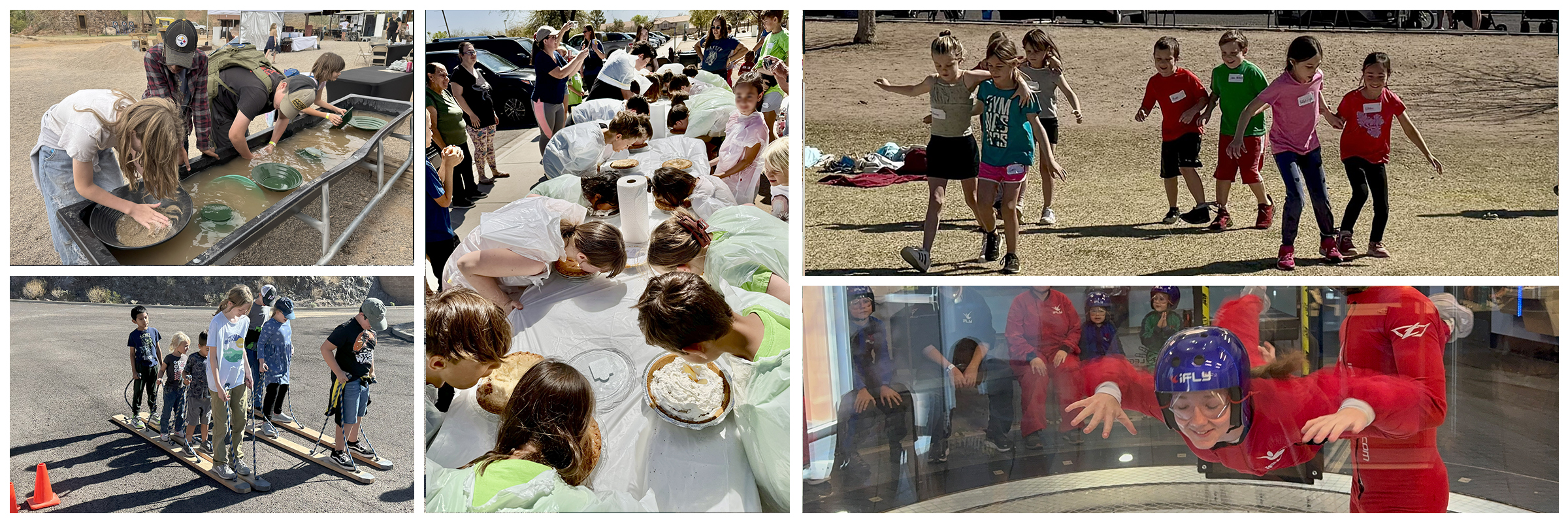 A collage of photos of kids doing vairious field and learning activities as part of WVHF.